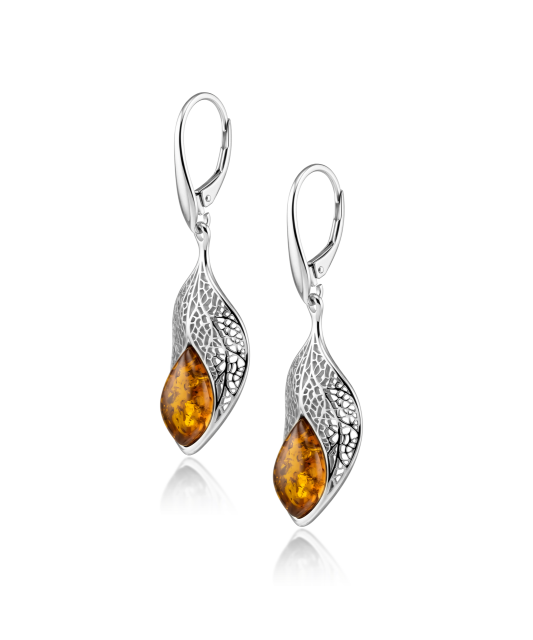 Серьги из серебра с янтарём