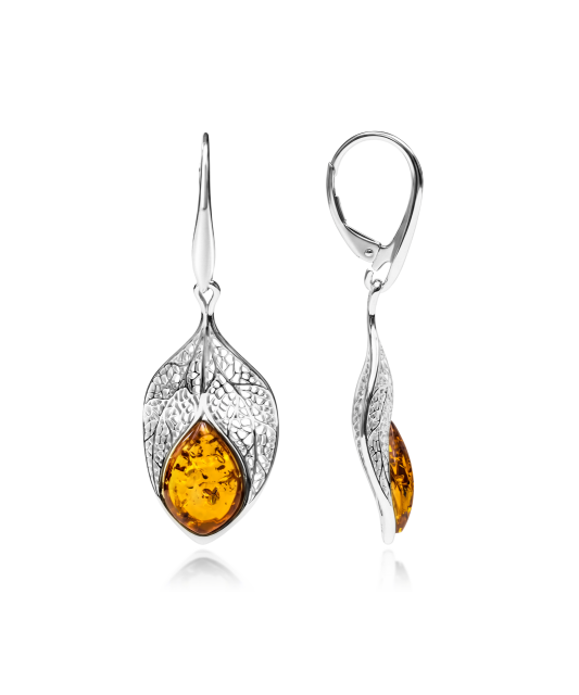 Серьги из серебра с янтарём