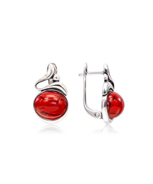 Серьги из серебра с кораллом