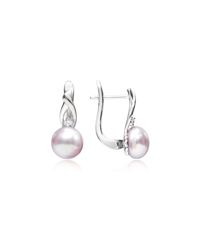 Серьги из серебра с жемчугом и цирконами