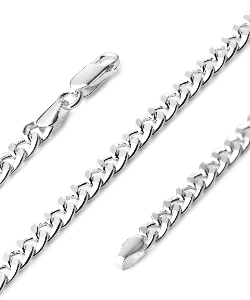Sudraba ķēdīte “Curb” 4 mm