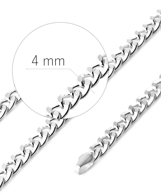 Sudraba ķēdīte “Curb” 4 mm