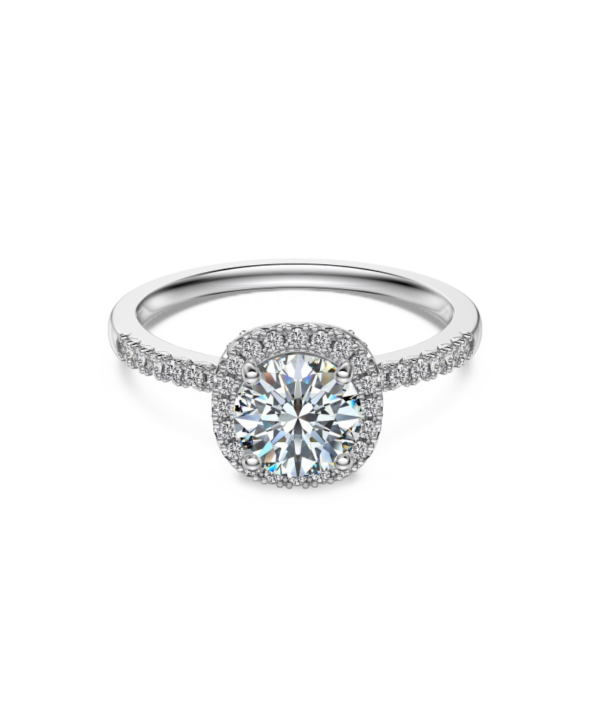 Серебряное кольцо с муассанитами 1 карат