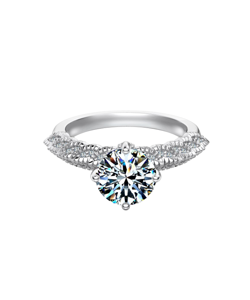 Серебряное кольцо с муассанитами 2ct