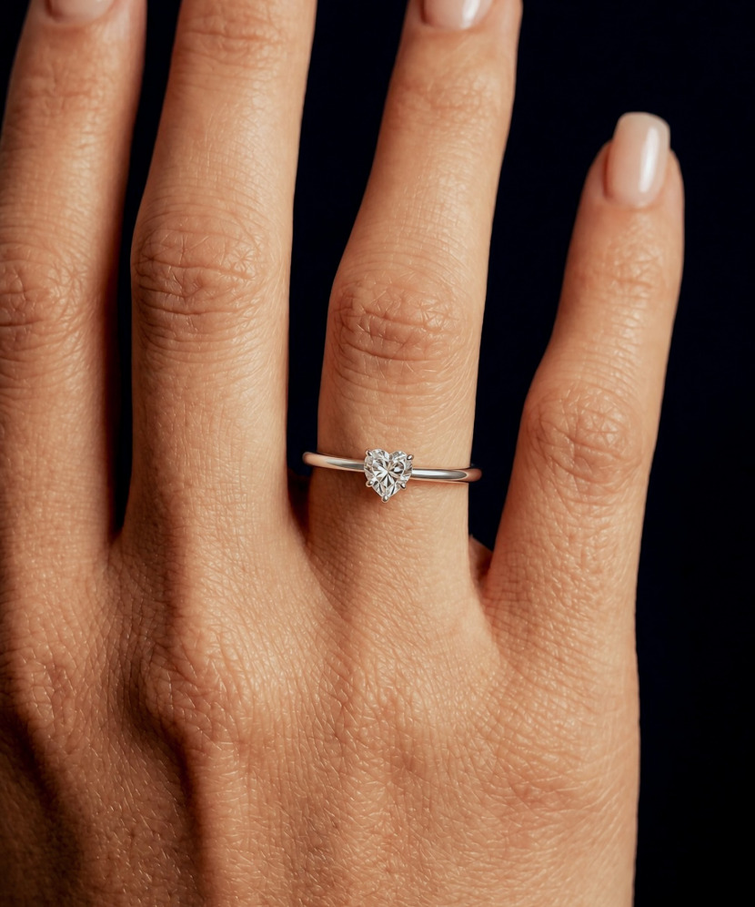 Sudraba gredzens ar moisanītu “Sirsniņa” 0.8ct