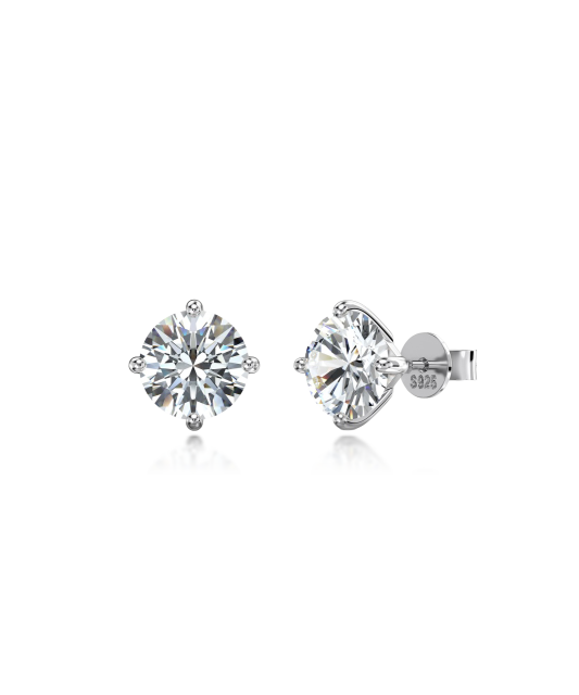 Серебряные серьги с муассанитами 2ct
