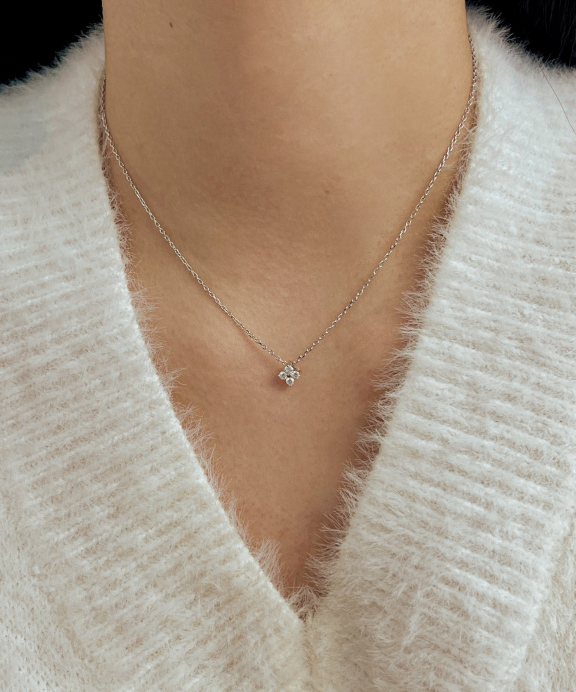 Серебряная цепочка с подвеской из муассанита 0.18ct