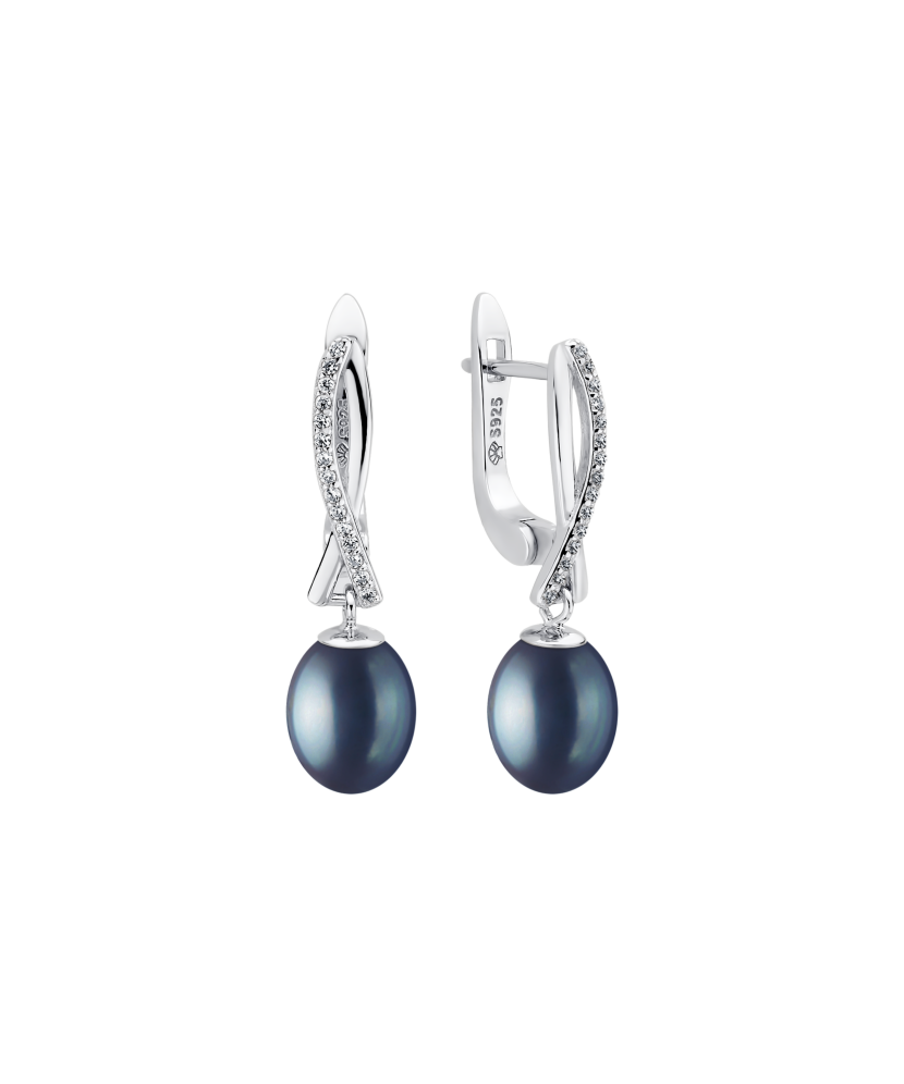 Sudraba auskari ar pērlēm un cirkonijiem
