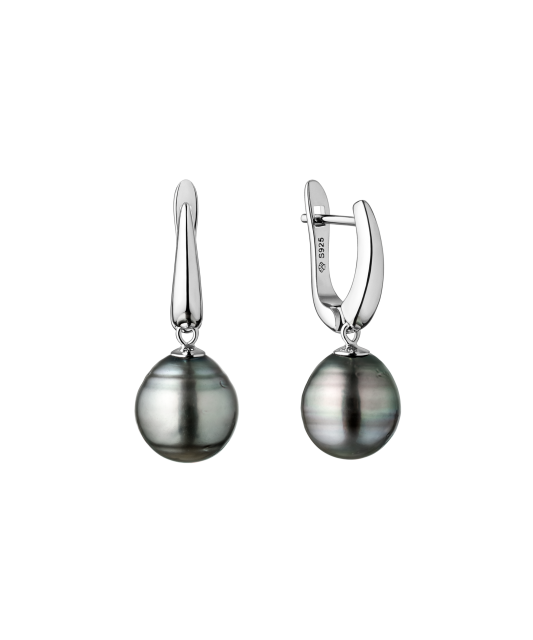 Серебряные серьги с таитянским жемчугом
