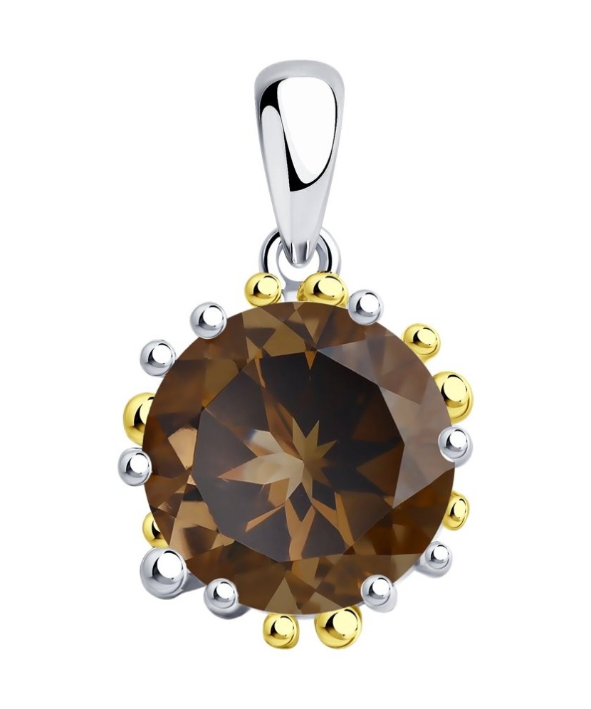 Apzeltīts sudraba piekariņš ar dūmakainu topāzu - Sudraba Kuloni - Goldinga