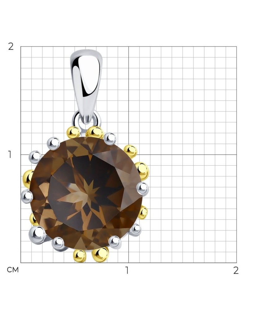 Paauksuotas sidabrinis pakabukas su dūminiu topazu - Sidabriniai pakabukai - Goldinga