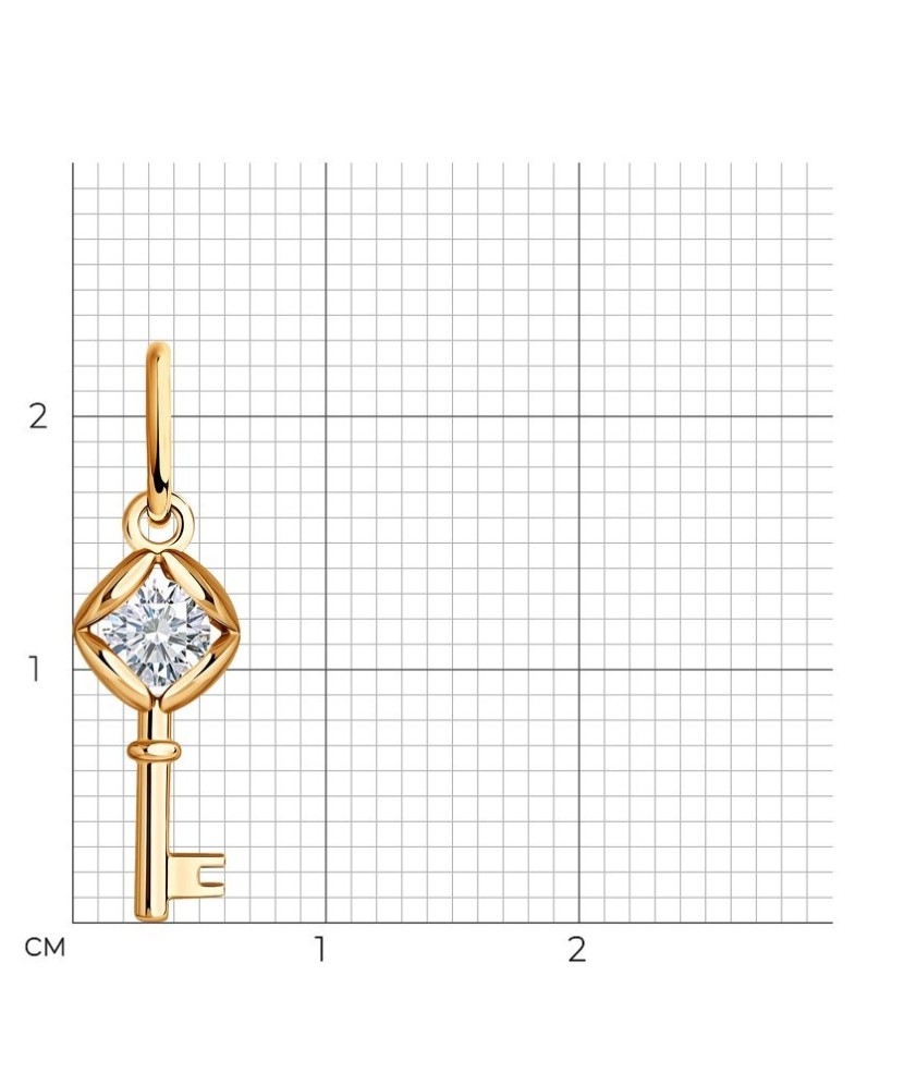 Apzeltīts sudraba piekariņš ar cirkoniju "Atslēga" - Sudraba Kuloni - Goldinga