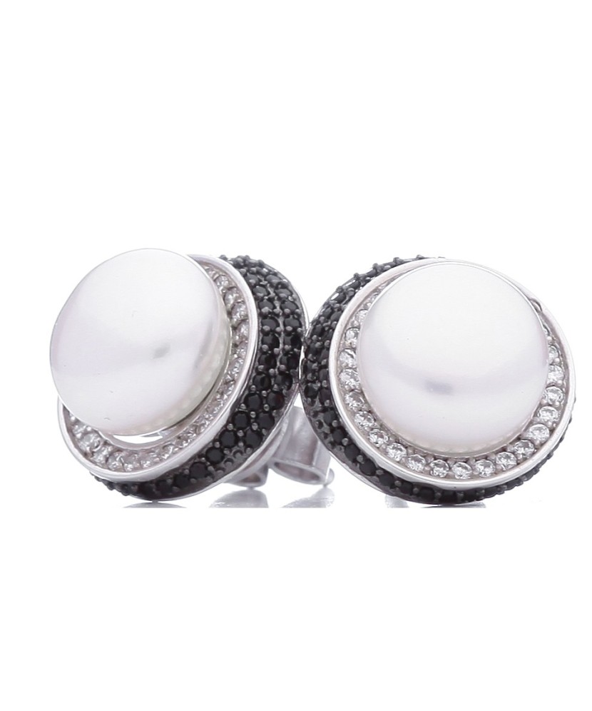 Sudraba auskari ar pērlēm un cirkonijiem - auskari ar pērlēm - Goldinga