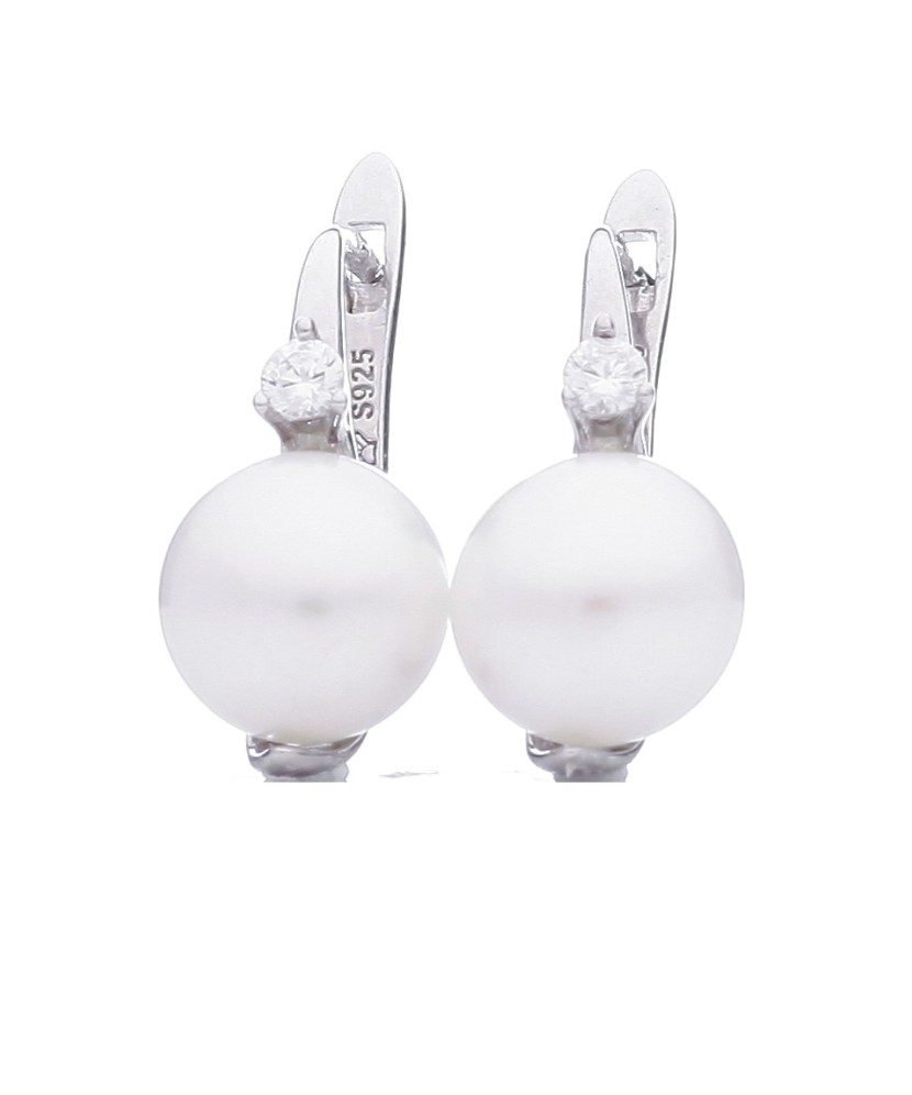 Sudraba auskari ar pērli un cirkoniju - auskari ar pērlēm - Goldinga