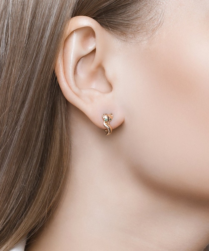 Zelta auskari ar cirkonijiem "Lapsa" - Zelta Auskari - Goldinga