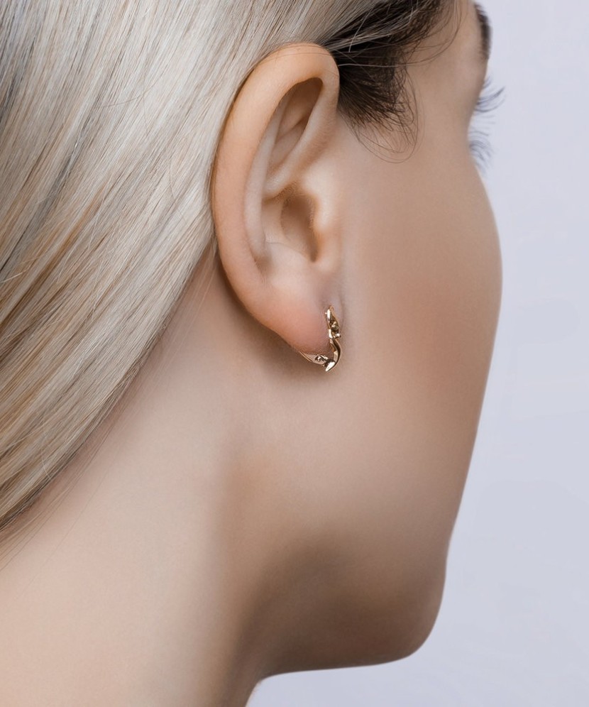 Zelta auskari ar cirkonijiem "Lapsa" - Zelta Auskari - Goldinga