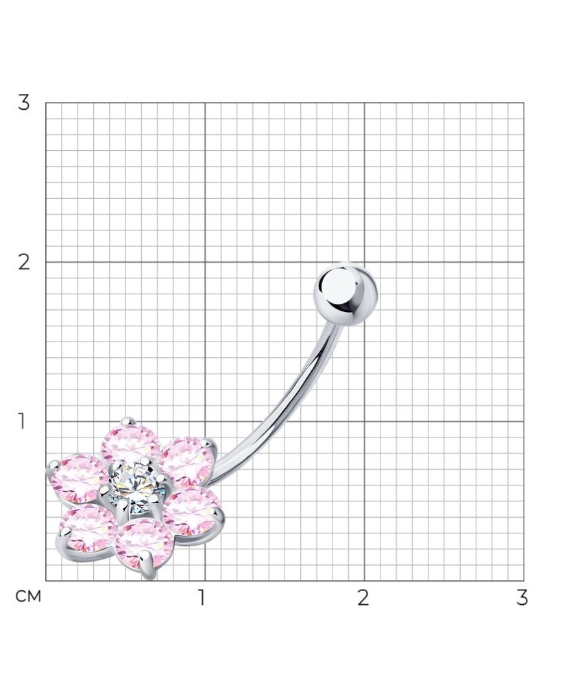 Sidabrinis auskaras į bambą su cirkoniais - Auskarai į bambą ir nosį - Goldinga