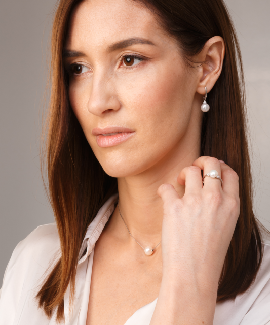 Sidabrinė grandinėlė su perlo pakabuku - Sidabrinės grandinėlės su pakabukais - Goldinga