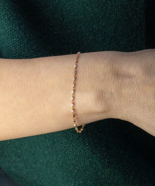 Zelta rokassprādze ar cirkonijiem - Zelta rokassprādzes - Goldinga