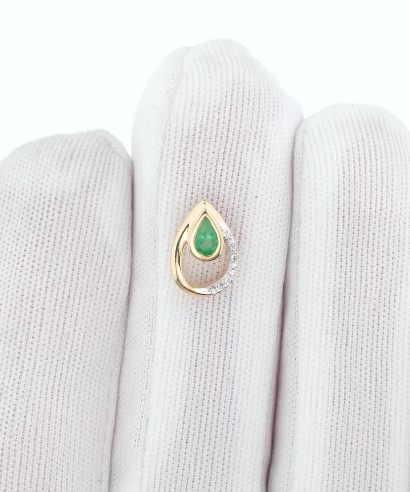 Dzeltena Zelta piekariņš ar smaragdu un dimantiem - Goldinga