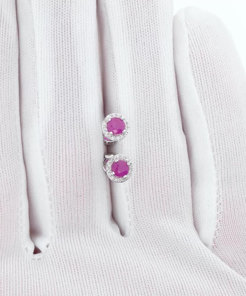 Baltā zelta auskari ar rubīniem un dimantiem - Goldinga