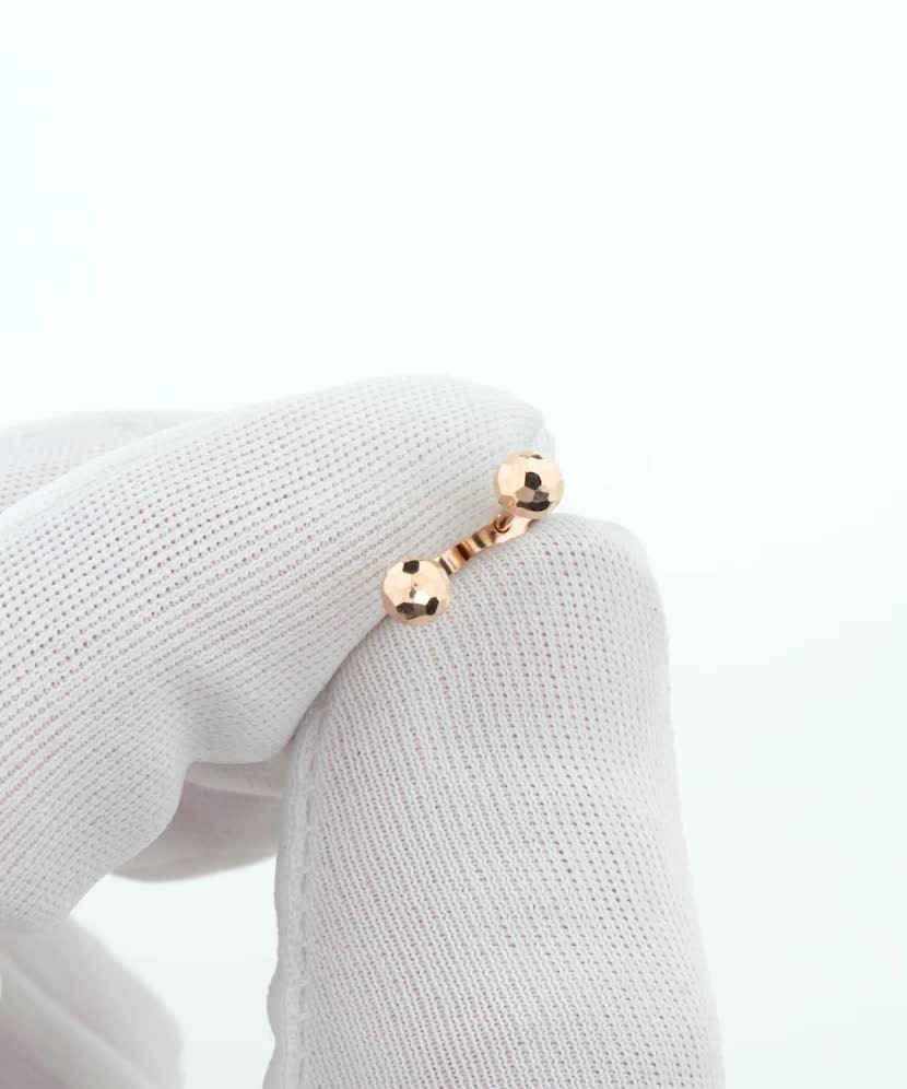 Золотые серьги с гравировкой "Шарики" 4мм