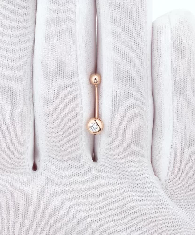 Золотая серьга в пупок с цирконами