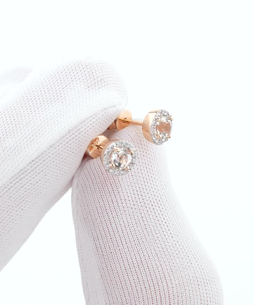 Zelta auskari ar dimantiem un baltu topāzu - Goldinga