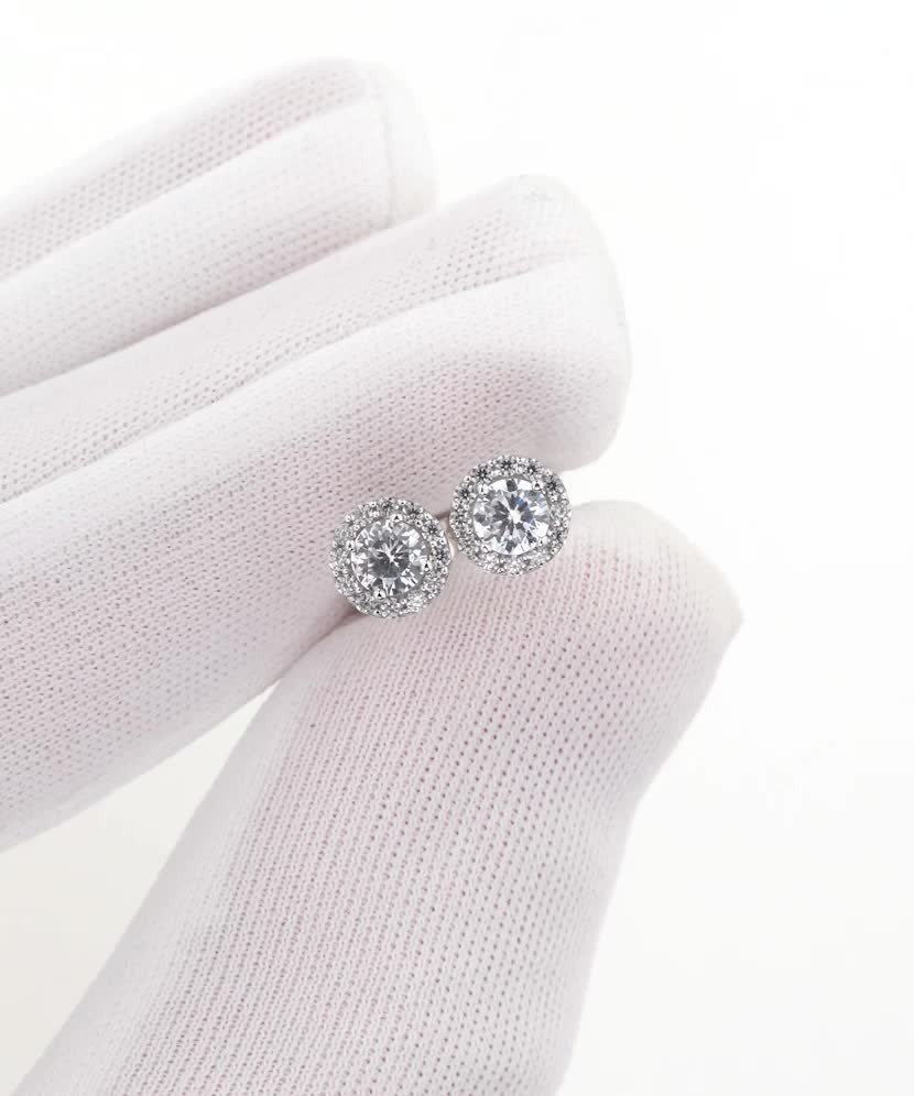 Серьги из белого золота с цирконами