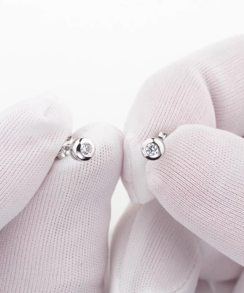 Серьги из белого золота с цирконами