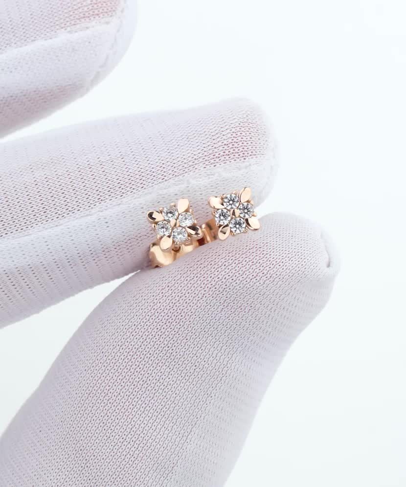 Золотые серьги с цирконами