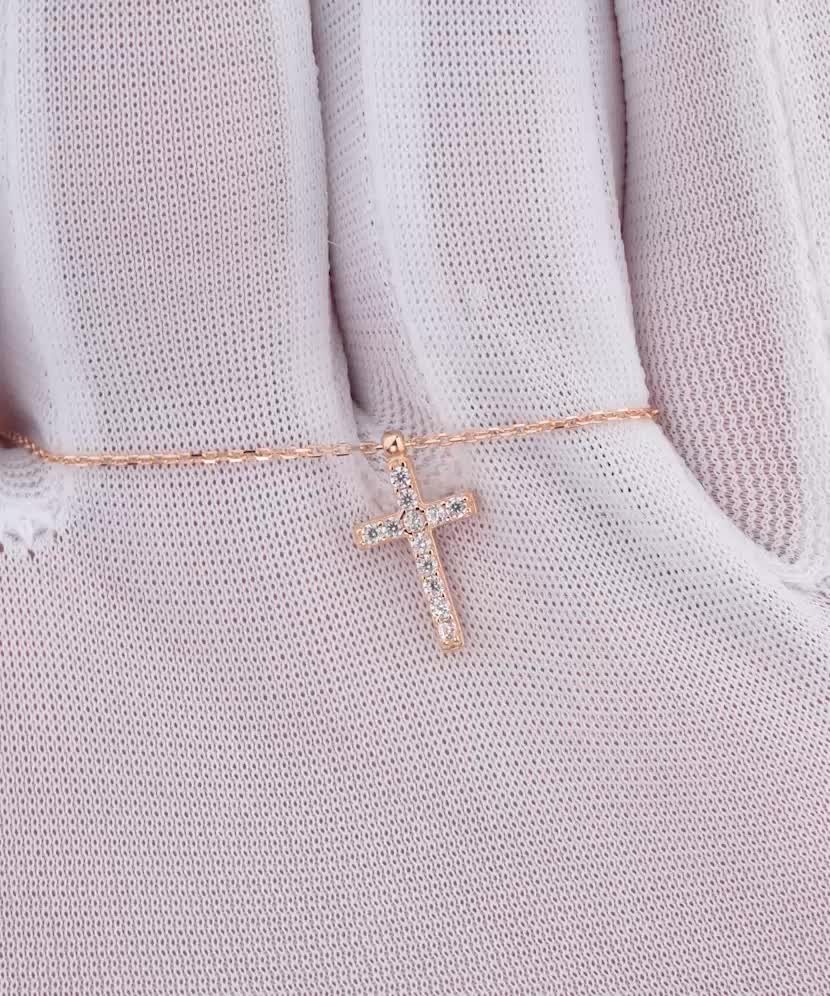 Zelta Ķēdīte Ar Cirkonija Piekariņu "krusts"