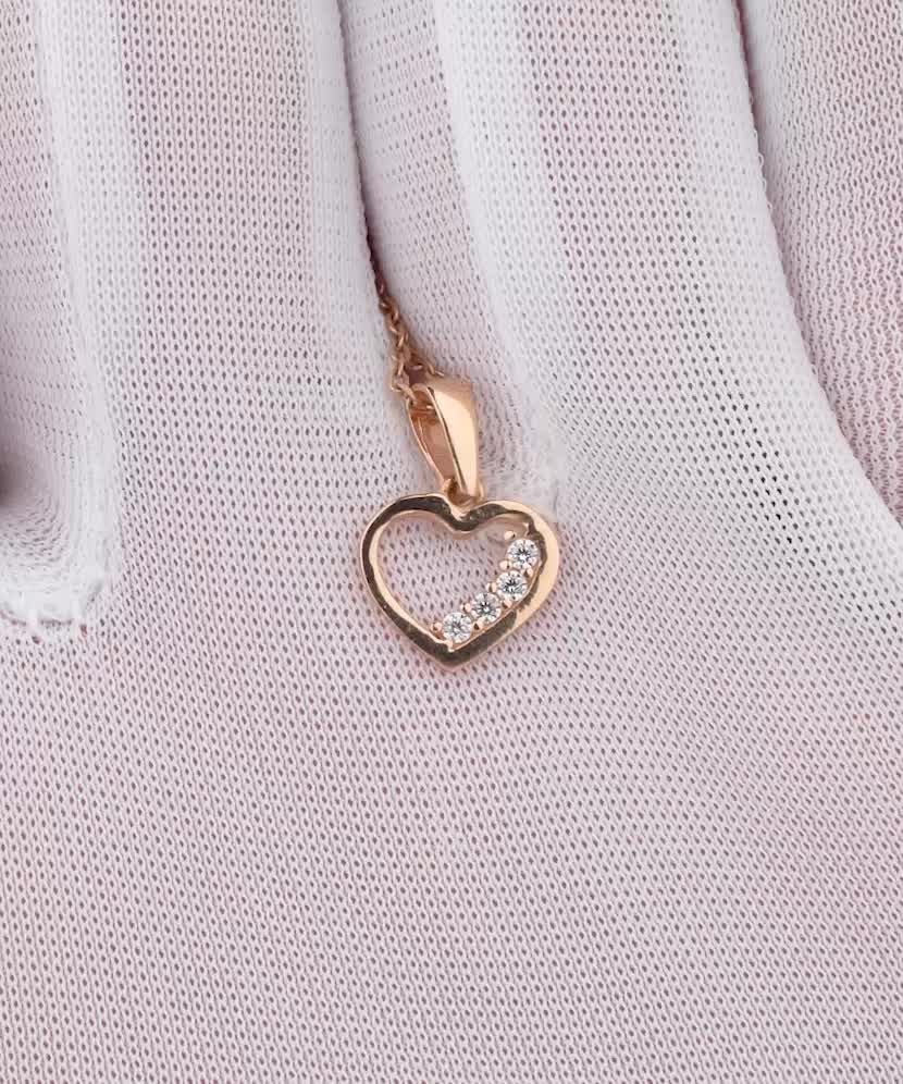 Золотой подвеска с цирконами "Сердечко"