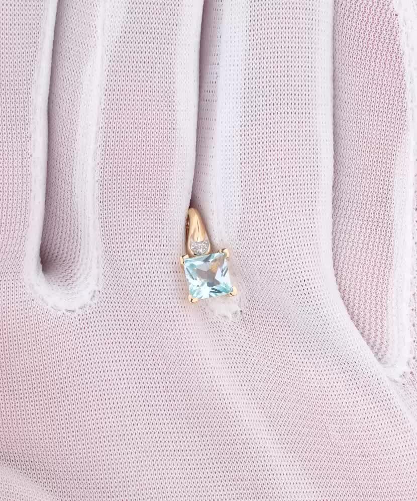 Dzeltenā zelta kulons ar dimantiem un topāzu