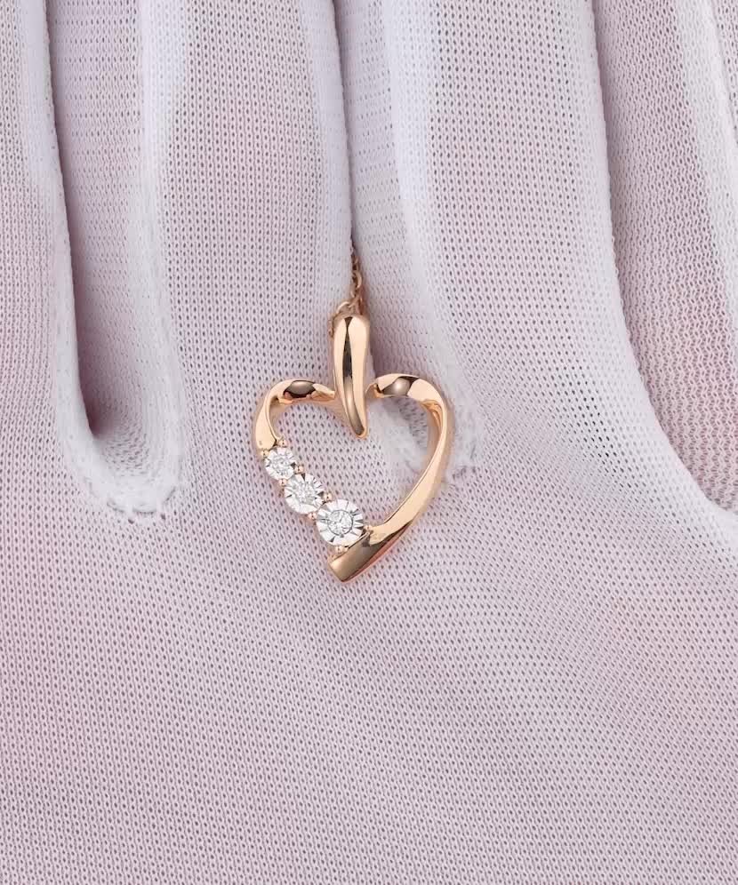 Золотой подвеска с алмазами "Сердечко"