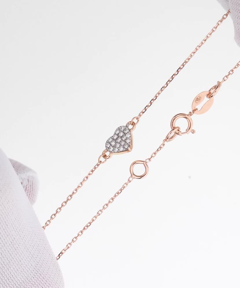 Золотой браслет с бриллиантами "сердце"