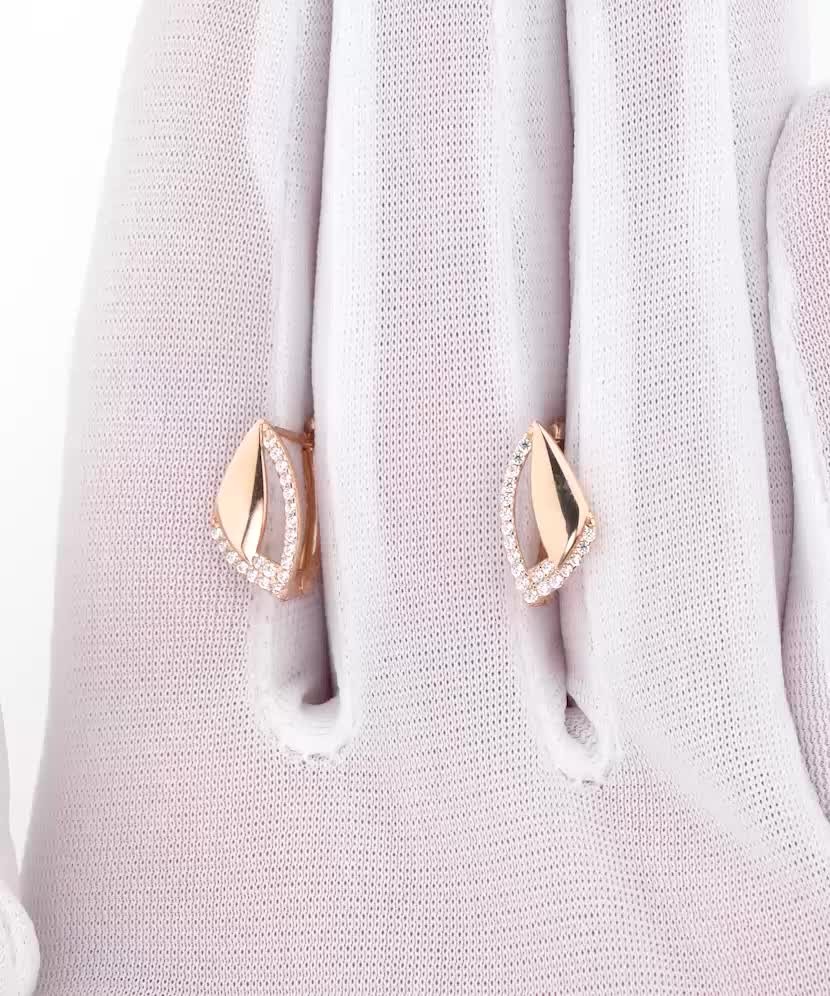 Золотые серьги с цирконами