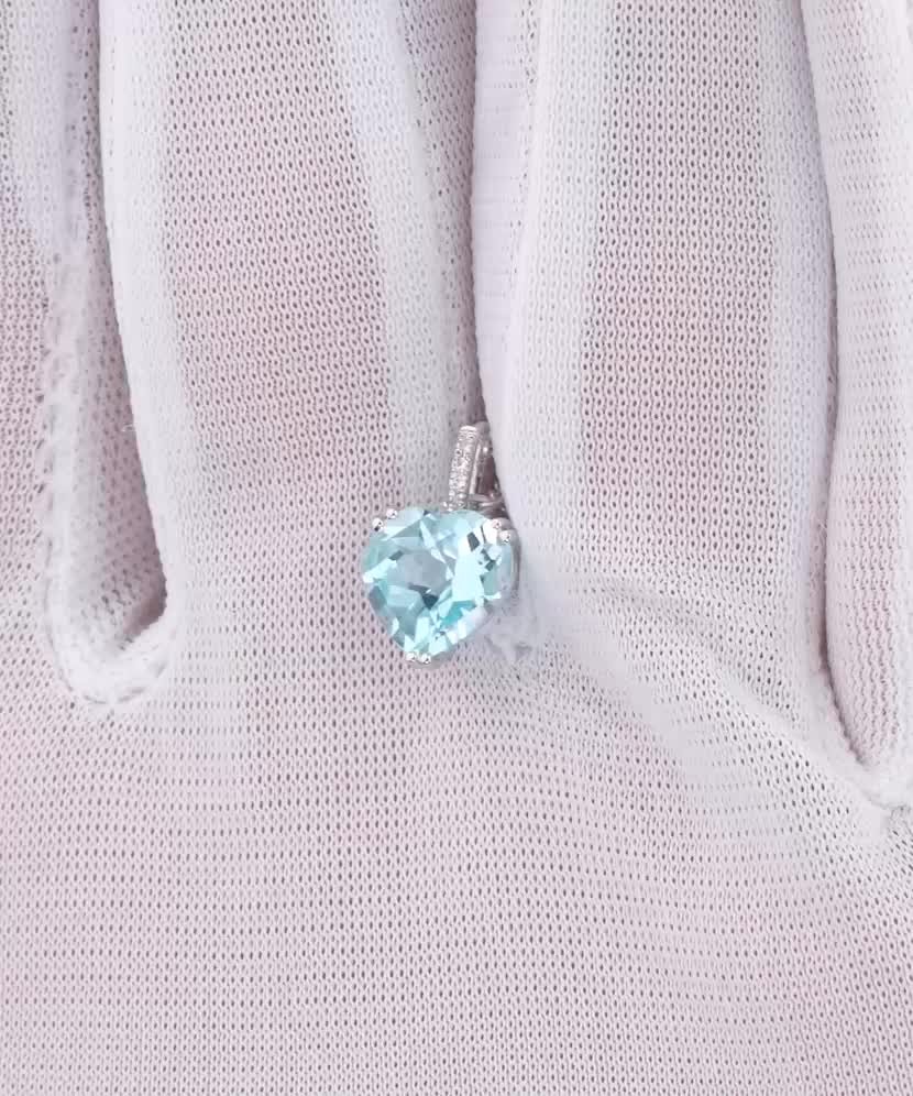 Подвеска из белого золота с топазом и бриллиантами «Сердце»