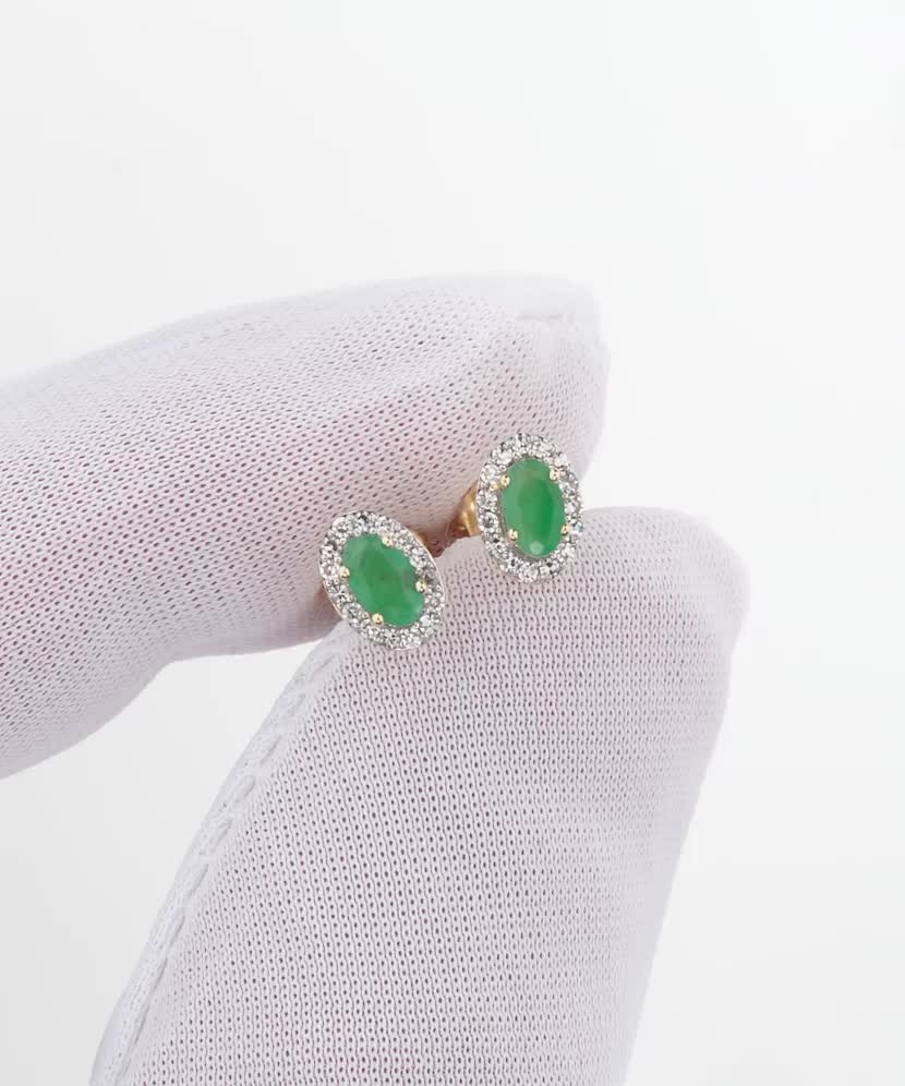 Серьги из желтого золота с изумрудами и бриллиантами