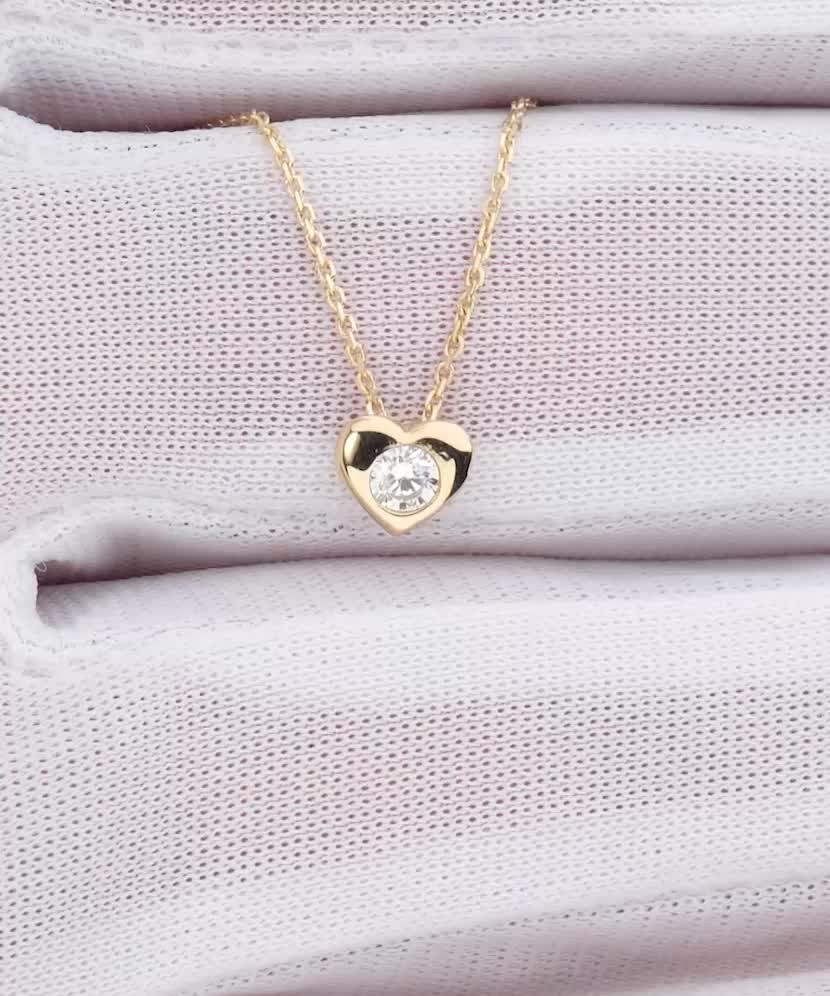 Цепочка из желтого золота с подвеской из циркона "Сердце"
