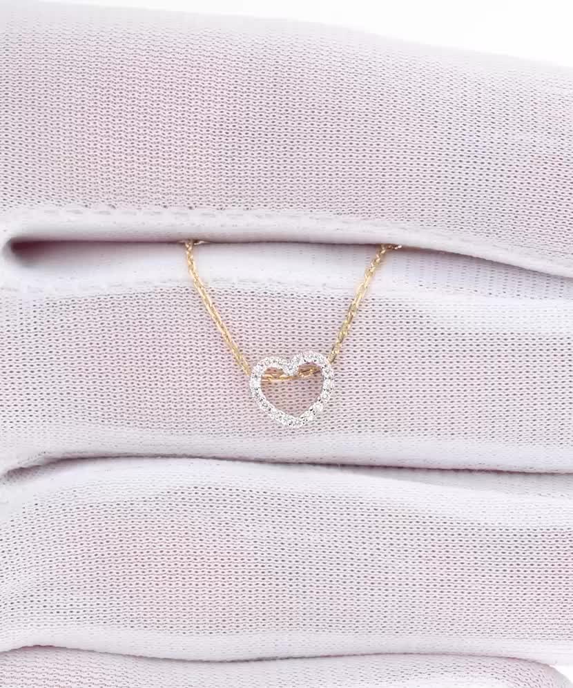 Цепочка из желтого золота с блестящей подвеской "Сердечко"