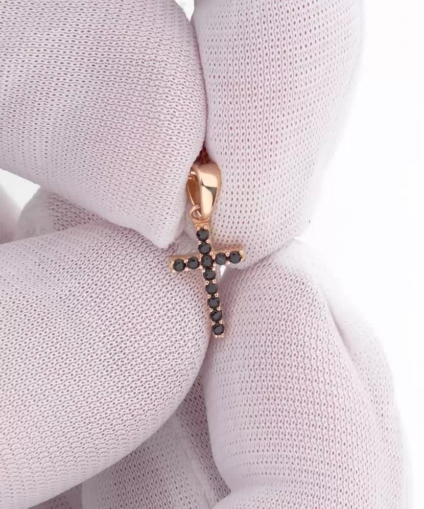 Zelta piekariņš ar cirkonijiem "Krustiņš"