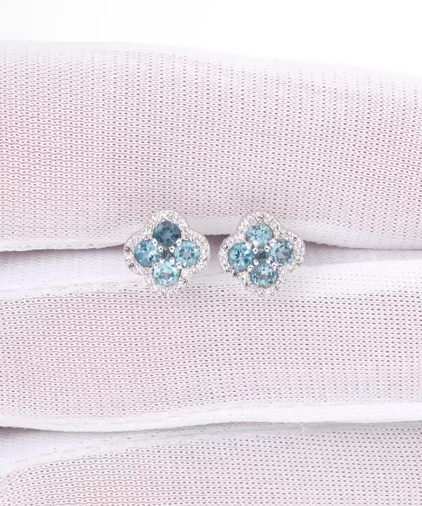 Серьги из белого золота с топазами и бриллиантами