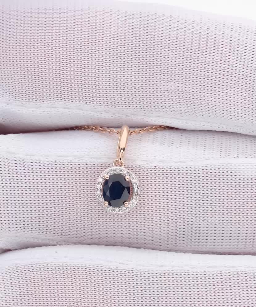 Золотая подвеска с сапфиром и бриллиантами