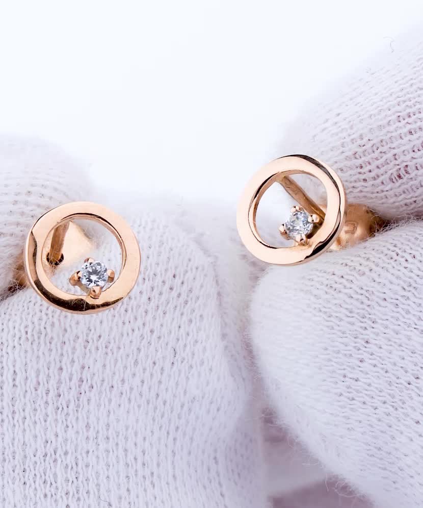 Золотые серьги с цирконами