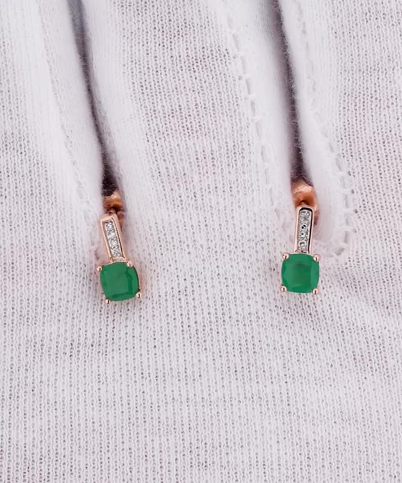 Золотые серьги изумрудами и бриллиантами