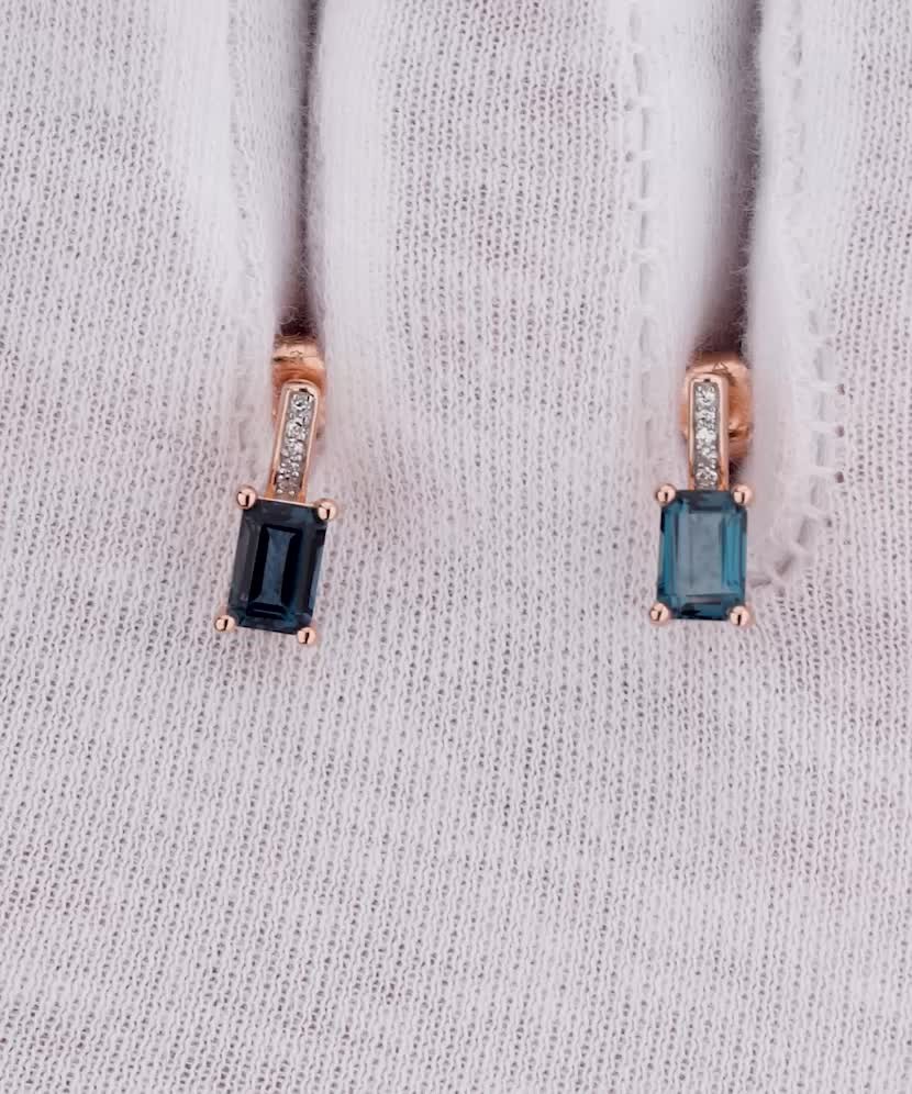 Zelta auskari ar Londonas topāzu un briljantiem - Goldinga