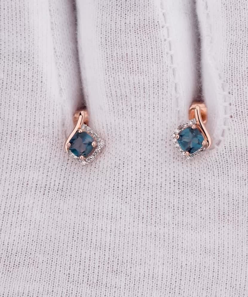 Серьги из золота с лондон топазами и бриллианты