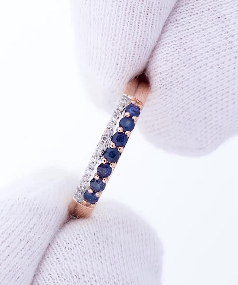 Zelta gredzens ar safīriem un briljantiem - Goldinga