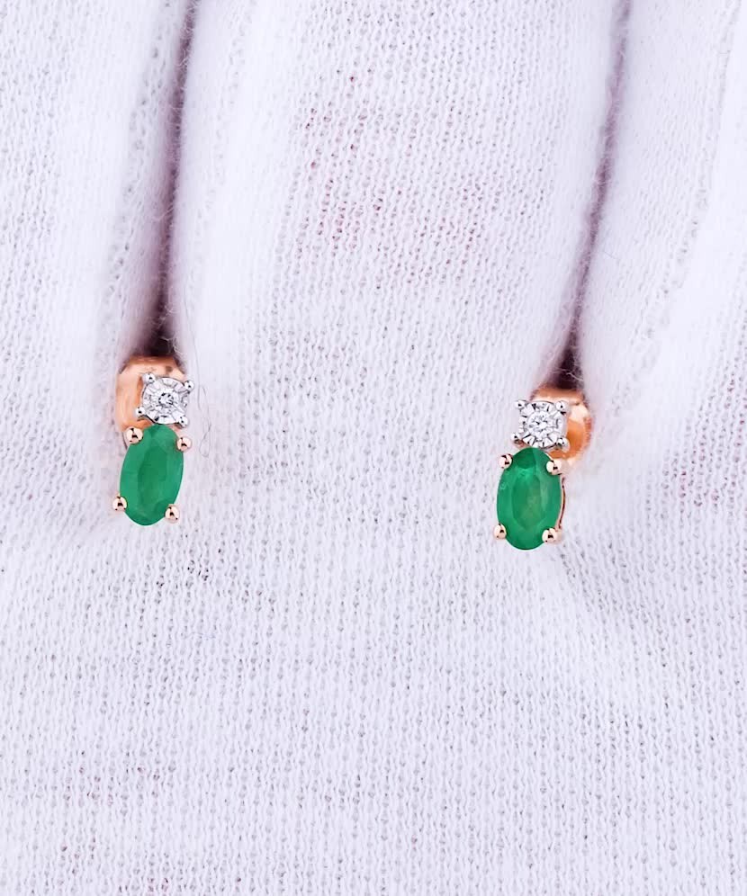 Золотые серьги изумрудами и бриллиантами